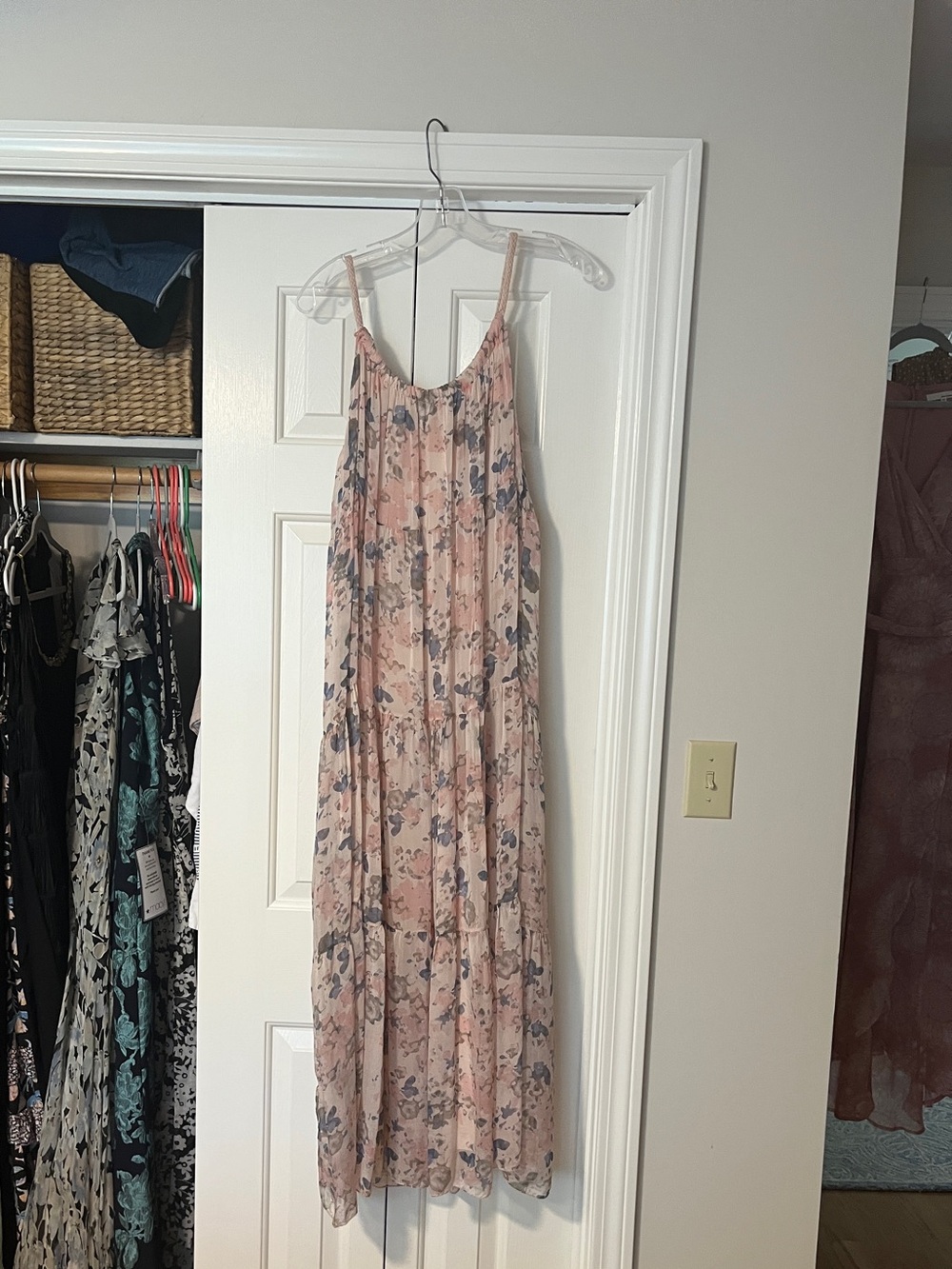 NWT Elena Baldi Sleeveless Pink Floral Maxi Dress